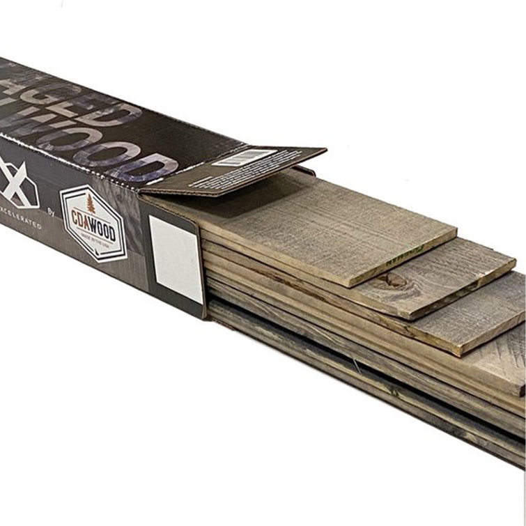 CDA Wood 25 Sqft Rustic Reclaimed Barn Wood Wall In A Box Planks, Grey